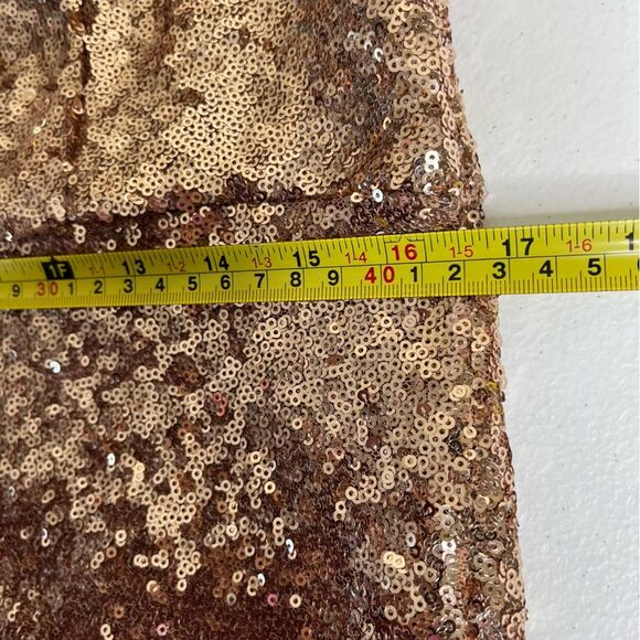 Revelry Dakota Rose Gold Sequin Gown V Neck Draped Scoop Open Back Women 16 - Picture 13 of 16